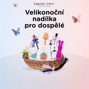 Košík s erotickými pomůckami a velikonočními motivy