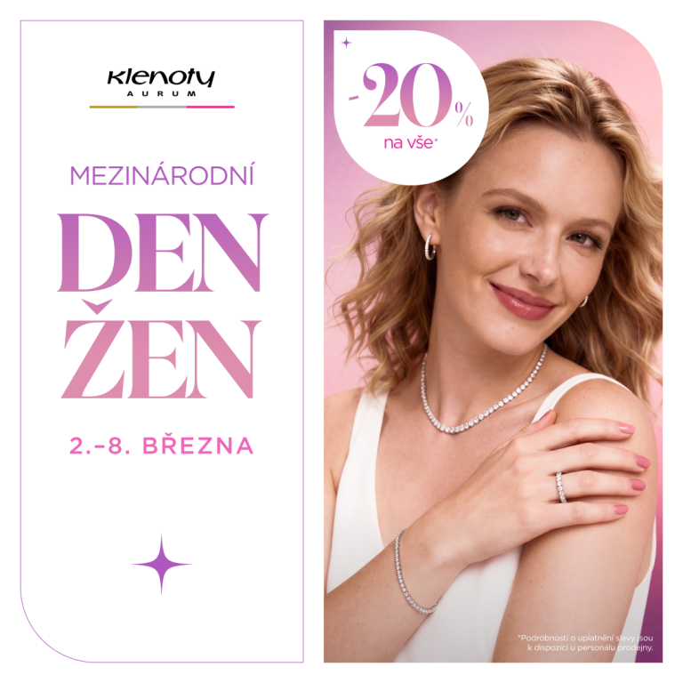 Žena se šperky, reklama na slevu při Dni žen