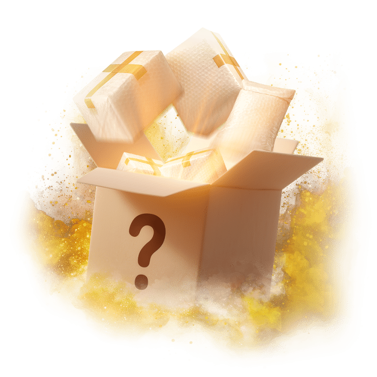 Otevřená krabice s otazníkem a září uvnitř