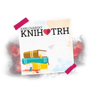 Karlovarský Knihotrh s knihami a růžovými prvky