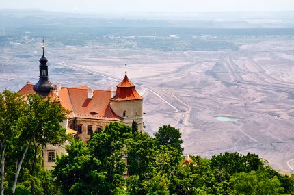The,Jezeri,Castle,Undergoing,Restoration,And,The,Vast,Strip,Coal